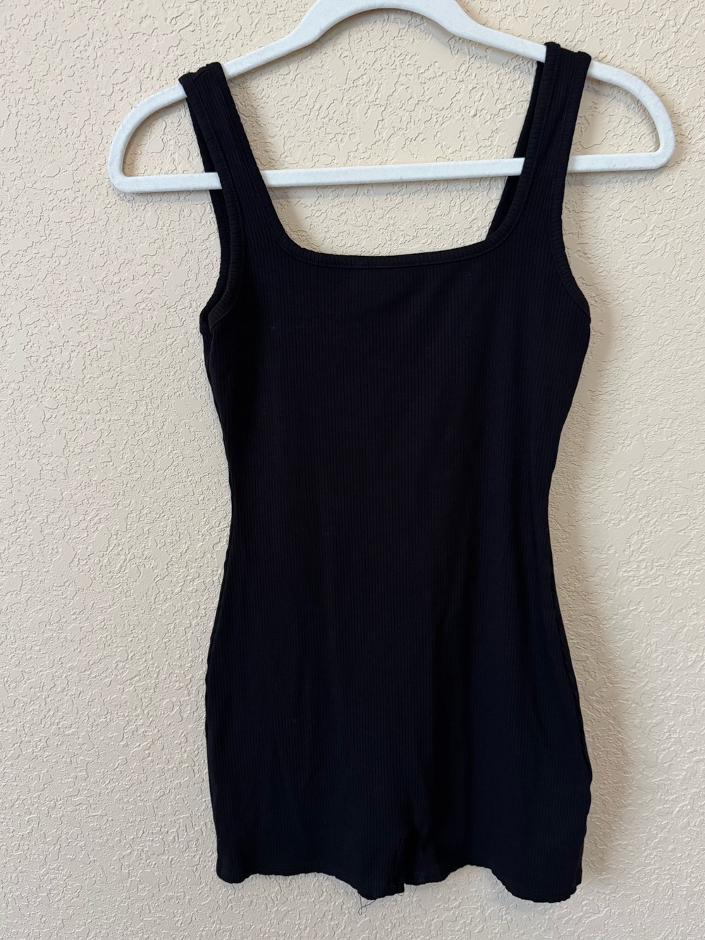 Lulus Black Ribbed Lounge Tank Romper, Size S